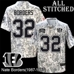 Camo Embroidered Nate Borders Cincinnati Bengals #32 Stitched Jersey