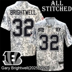 Camo Embroidered Gary Brightwell Cincinnati Bengals #32 Stitched Jersey