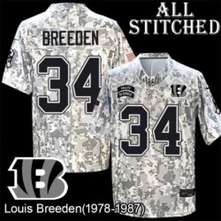 Camo Embroidered Louis Breeden Cincinnati Bengals #34 Stitched Jersey