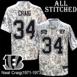 Camo Embroidered Neal Craig Cincinnati Bengals #34 Stitched Jersey