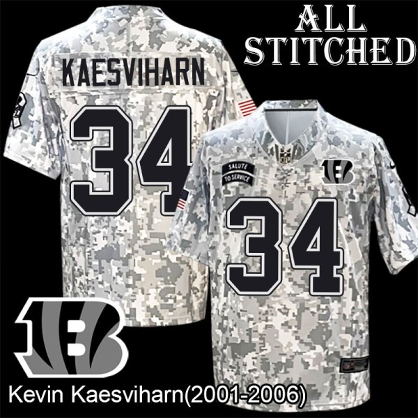 Camo Embroidered Kevin Kaesviharn Cincinnati Bengals #34 Stitched Jersey