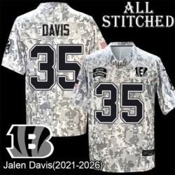 Camo Embroidered Jalen Davis Cincinnati Bengals #35 Stitched Jersey
