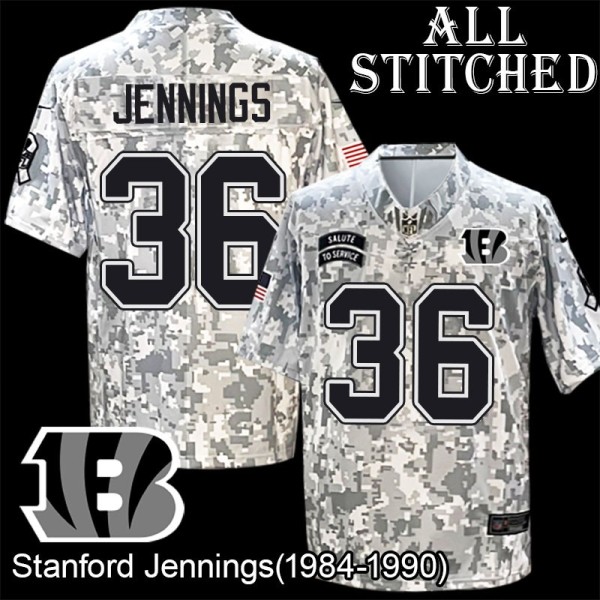 Camo Embroidered Stanford Jennings Cincinnati Bengals #36 Stitched Jersey