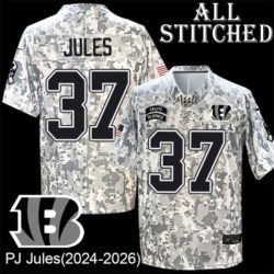 Camo Embroidered PJ Jules Cincinnati Bengals #37 Stitched Jersey