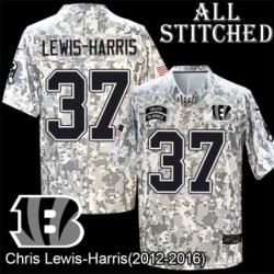 Camo Embroidered Chris Lewis-Harris Cincinnati Bengals #37 Stitched Jersey