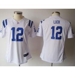LUCK Indianapolis #12 Womens Football Jersey - Andrew Luck Womens Football Jersey (White)_Free Shipping
