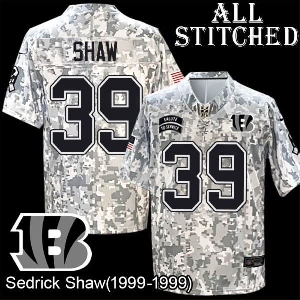 Camo Embroidered Sedrick Shaw Cincinnati Bengals #39 Stitched Jersey