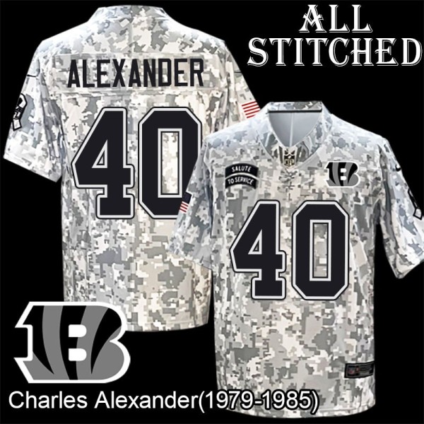 Camo Embroidered Charles Alexander Cincinnati Bengals #40 Stitched Jersey