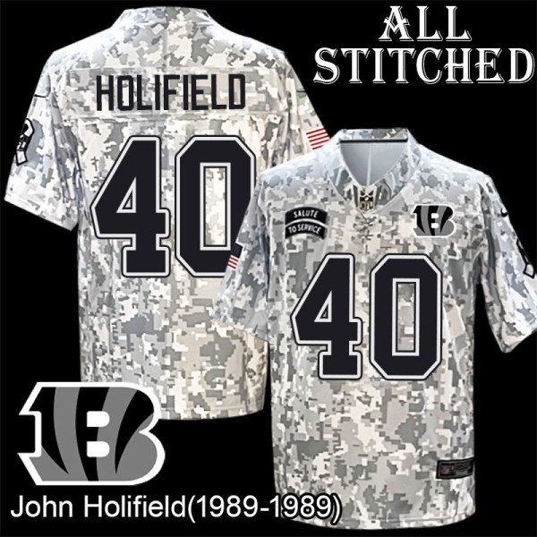Camo Embroidered John Holifield Cincinnati Bengals #40 Stitched Jersey