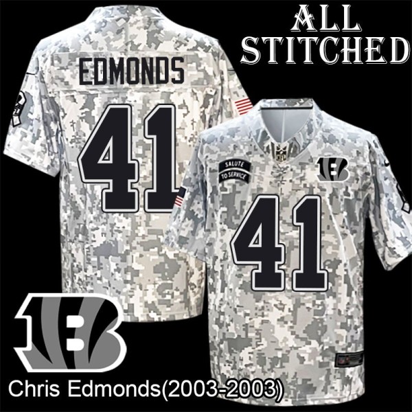 Camo Embroidered Chris Edmonds Cincinnati Bengals #41 Stitched Jersey