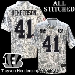 Camo Embroidered Trayvon Henderson Cincinnati Bengals #41 Stitched Jersey