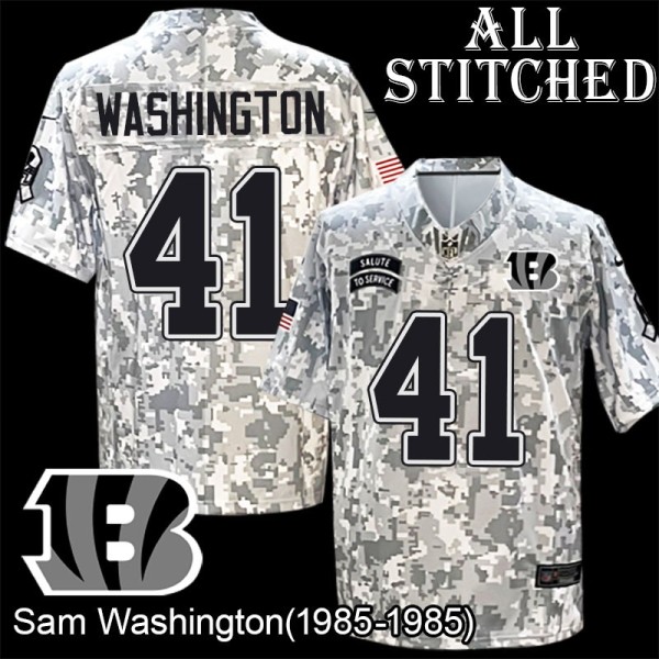 Camo Embroidered Sam Washington Cincinnati Bengals #41 Stitched Jersey