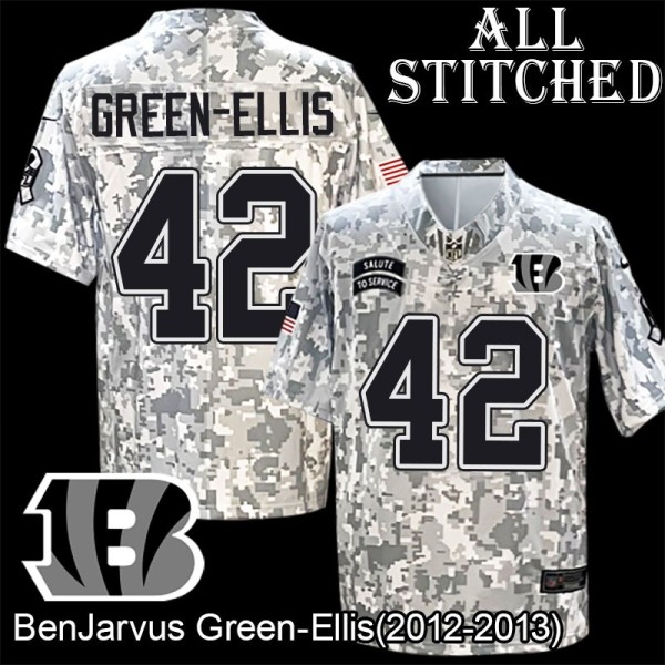 Camo Embroidered BenJarvus Green-Ellis Cincinnati Bengals #42 Stitched Jersey