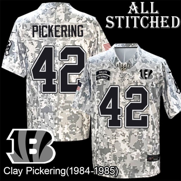 Camo Embroidered Clay Pickering Cincinnati Bengals #42 Stitched Jersey