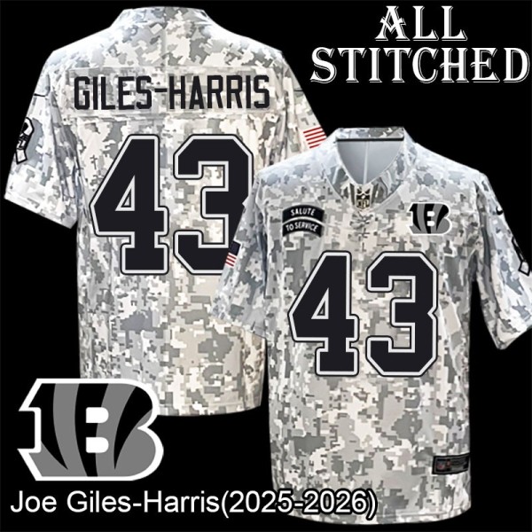 Camo Embroidered Joe Giles-Harris Cincinnati Bengals #43 Stitched Jersey