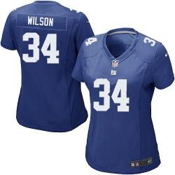 WILSON NY-Giant #34 Womens Football Jersey - David Wilson Womens Football Jersey (Blue)_Free Shipping