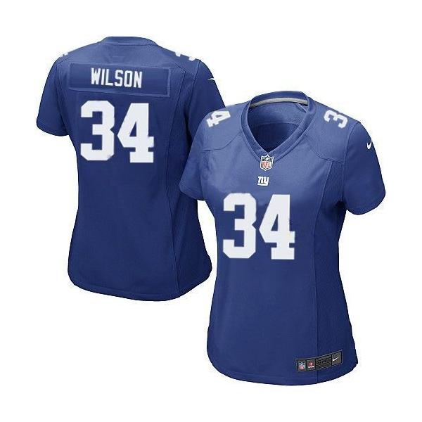 WILSON NY-Giant #34 Womens Football Jersey - David Wilson Womens Football Jersey (Blue)_Free Shipping