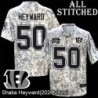 Camo Embroidered Shaka Heyward Cincinnati Bengals #50 Stitched Jersey
