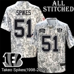 Camo Embroidered Takeo Spikes Cincinnati Bengals #51 Stitched Jersey