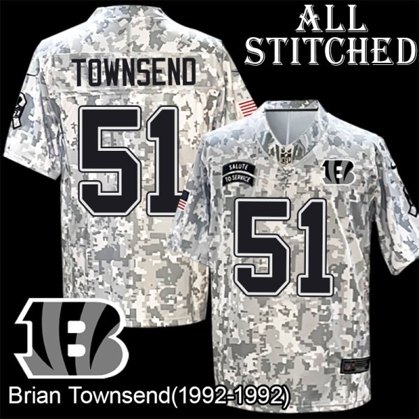 Camo Embroidered Brian Townsend Cincinnati Bengals #51 Stitched Jersey