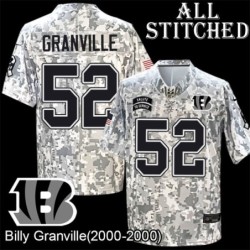 Camo Embroidered Billy Granville Cincinnati Bengals #52 Stitched Jersey
