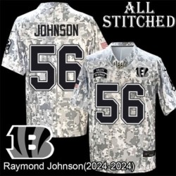 Camo Embroidered Raymond Johnson Cincinnati Bengals #56 Stitched Jersey