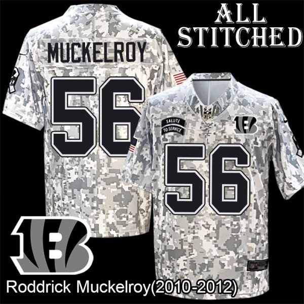 Camo Embroidered Roddrick Muckelroy Cincinnati Bengals #56 Stitched Jersey