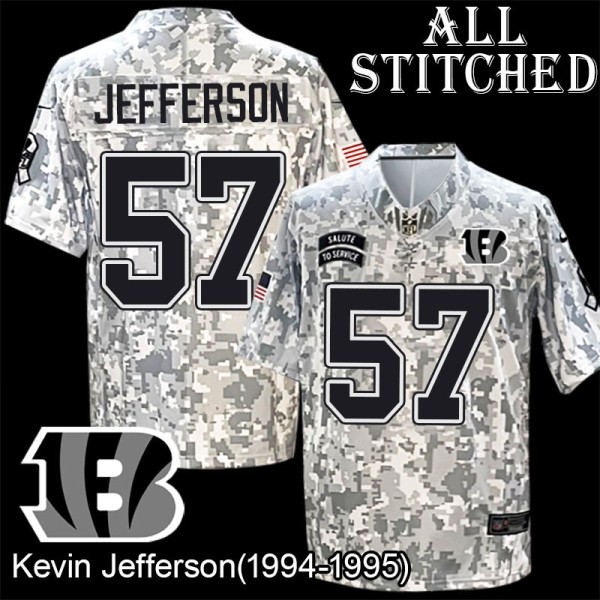 Camo Embroidered Kevin Jefferson Cincinnati Bengals #57 Stitched Jersey