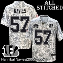 Camo Embroidered Hannibal Navies Cincinnati Bengals #57 Stitched Jersey