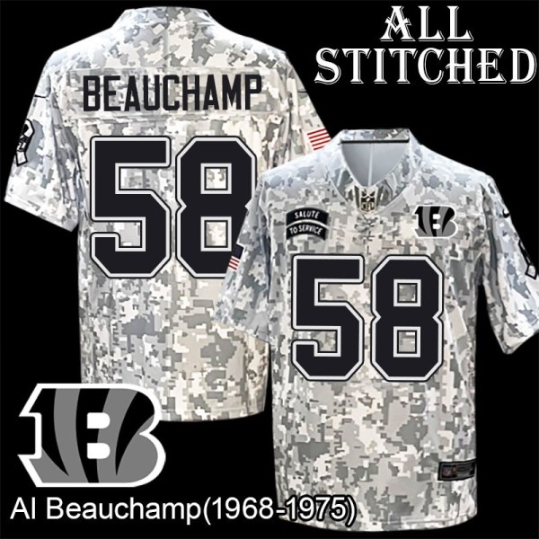 Camo Embroidered Al Beauchamp Cincinnati Bengals #58 Stitched Jersey