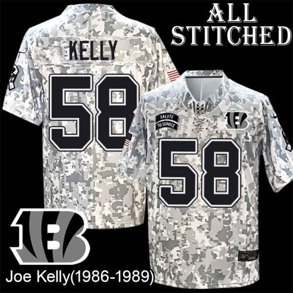 Camo Embroidered Joe Kelly Cincinnati Bengals #58 Stitched Jersey