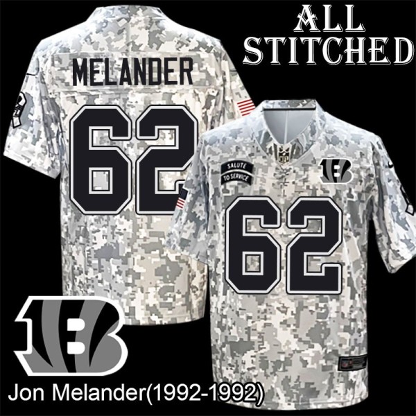 Camo Embroidered Jon Melander Cincinnati Bengals #62 Stitched Jersey