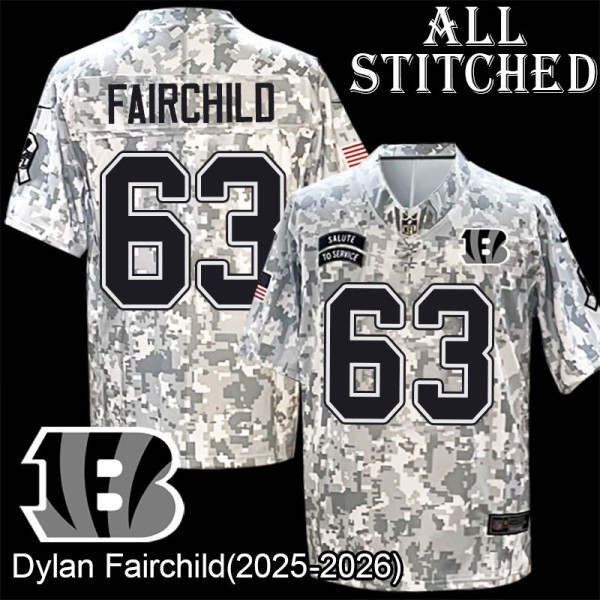 Camo Embroidered Dylan Fairchild Cincinnati Bengals #63 Stitched Jersey