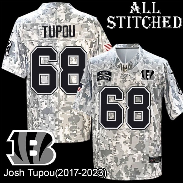 Camo Embroidered Josh Tupou Cincinnati Bengals #68 Stitched Jersey