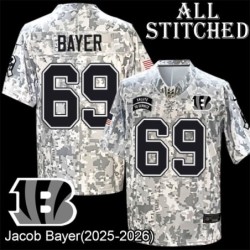 Camo Embroidered Jacob Bayer Cincinnati Bengals #69 Stitched Jersey