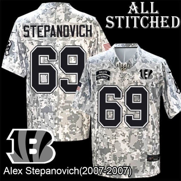 Camo Embroidered Alex Stepanovich Cincinnati Bengals #69 Stitched Jersey