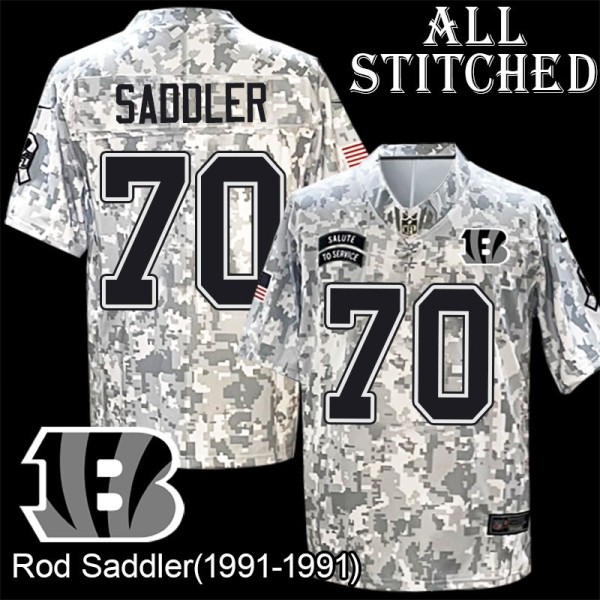 Camo Embroidered Rod Saddler Cincinnati Bengals #70 Stitched Jersey