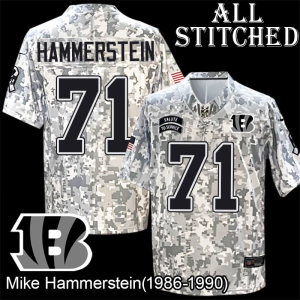 Camo Embroidered Mike Hammerstein Cincinnati Bengals #71 Stitched Jersey
