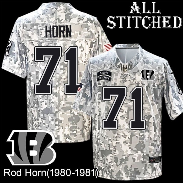 Camo Embroidered Rod Horn Cincinnati Bengals #71 Stitched Jersey