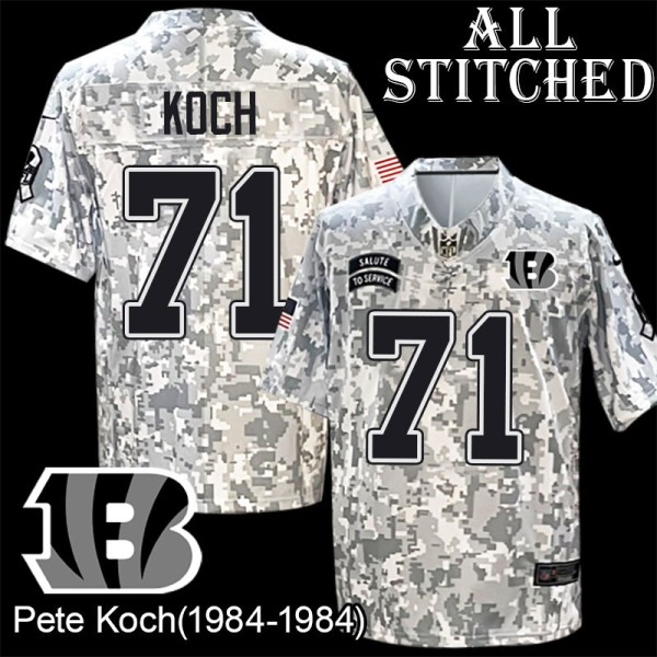 Camo Embroidered Pete Koch Cincinnati Bengals #71 Stitched Jersey