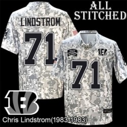 Camo Embroidered Chris Lindstrom Cincinnati Bengals #71 Stitched Jersey
