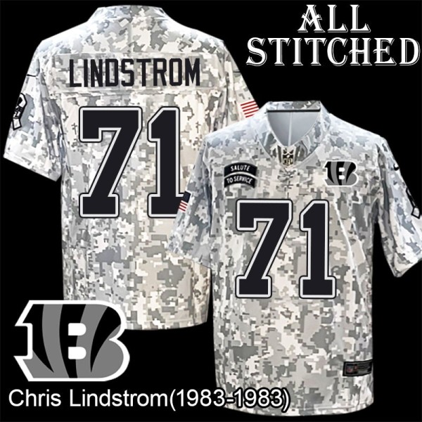 Camo Embroidered Chris Lindstrom Cincinnati Bengals #71 Stitched Jersey