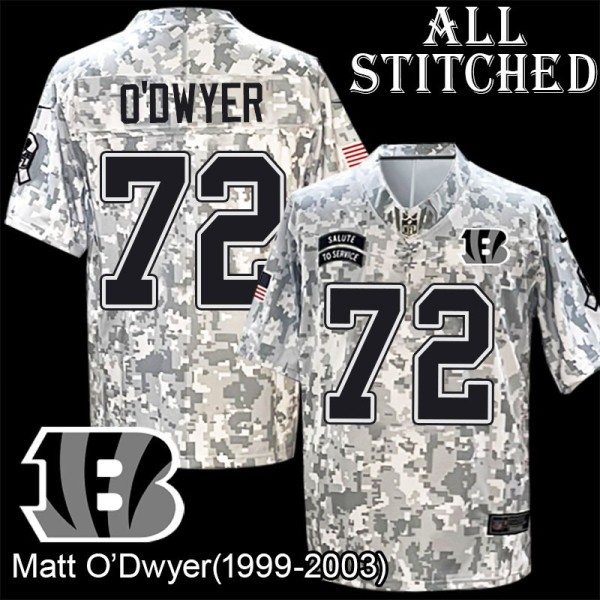Camo Embroidered Matt O'Dwyer Cincinnati Bengals #72 Stitched Jersey