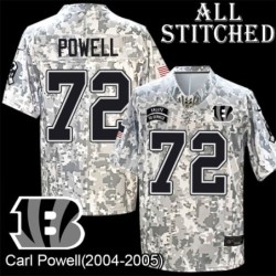 Camo Embroidered Carl Powell Cincinnati Bengals #72 Stitched Jersey
