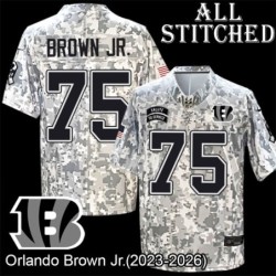 Camo Embroidered Orlando Brown Jr. Cincinnati Bengals #75 Stitched Jersey