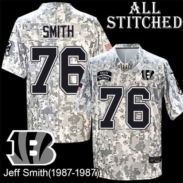 Camo Embroidered Jeff Smith Cincinnati Bengals #76 Stitched Jersey