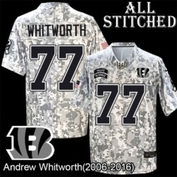 Camo Embroidered Andrew Whitworth Cincinnati Bengals #77 Stitched Jersey