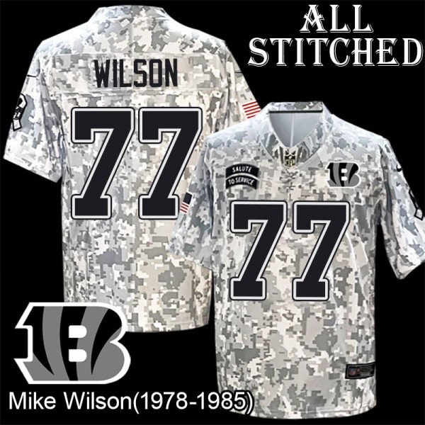 Camo Embroidered Mike Wilson Cincinnati Bengals #77 Stitched Jersey