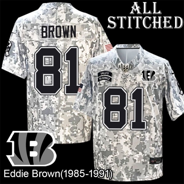 Camo Embroidered Eddie Brown Cincinnati Bengals #81 Stitched Jersey