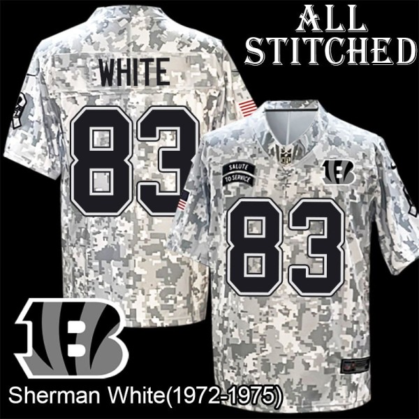 Camo Embroidered Sherman White Cincinnati Bengals #83 Stitched Jersey